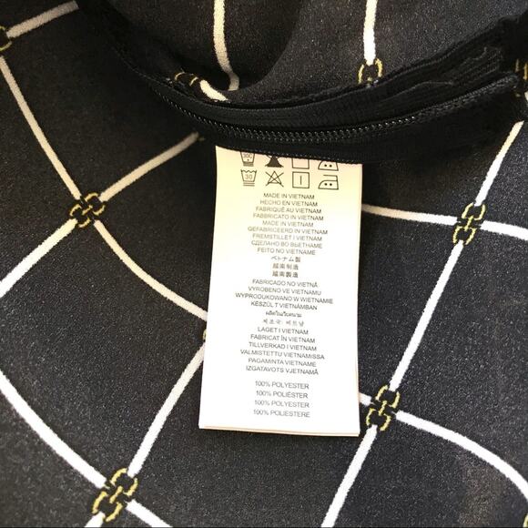 Michael Kors Black & White Windowpane Crossover Long Sleeve Wrap Blouse Women XS - Picture 9 of 10